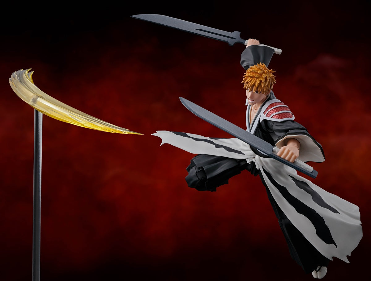 TAMASHII NATIONS Boneco pré-pintado S.H. Figuarts Bleach Kurosaki Ichigo Tsuki Fang Tsuki Tsuki Tenju Aprox. 6,1 polegadas (155 mm), PVC e ABS TAMASHII NATIONS Boneco pré-pintado S.H. Figuarts Bleach Kurosaki Ichigo Tsuki Fang Tsuki Tsuki Tenju Aprox. 6,1 polegadas (155 mm), PVC e ABS