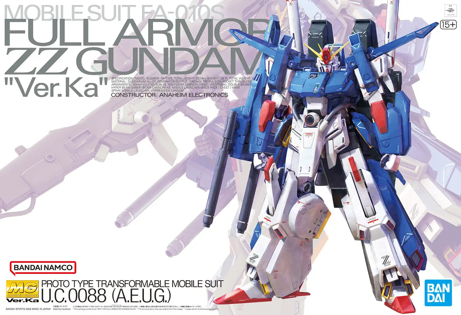 Bandai Hobby MG 1/100 Full Armor ZZ Gundam ver. Ka | Mobile Suit Bandai Hobby MG 1/100 Full Armor ZZ Gundam ver. Ka | Mobile Suit
